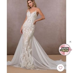BRAND NEW AZAZIE WEDDING DRESS. New with tags. Sizing details in second photo.